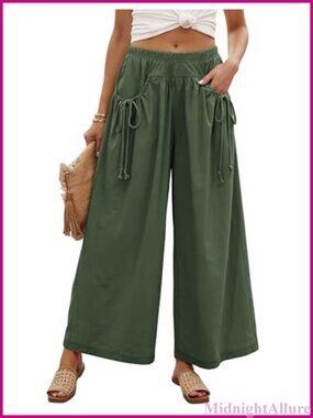 Women's Wide Leg High Waisted Lounge Pants with Pockets